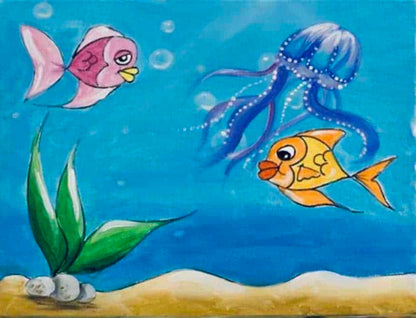 Underwater Scene with Fish and Jellyfish